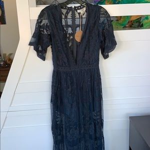 Blue lace maxi dress